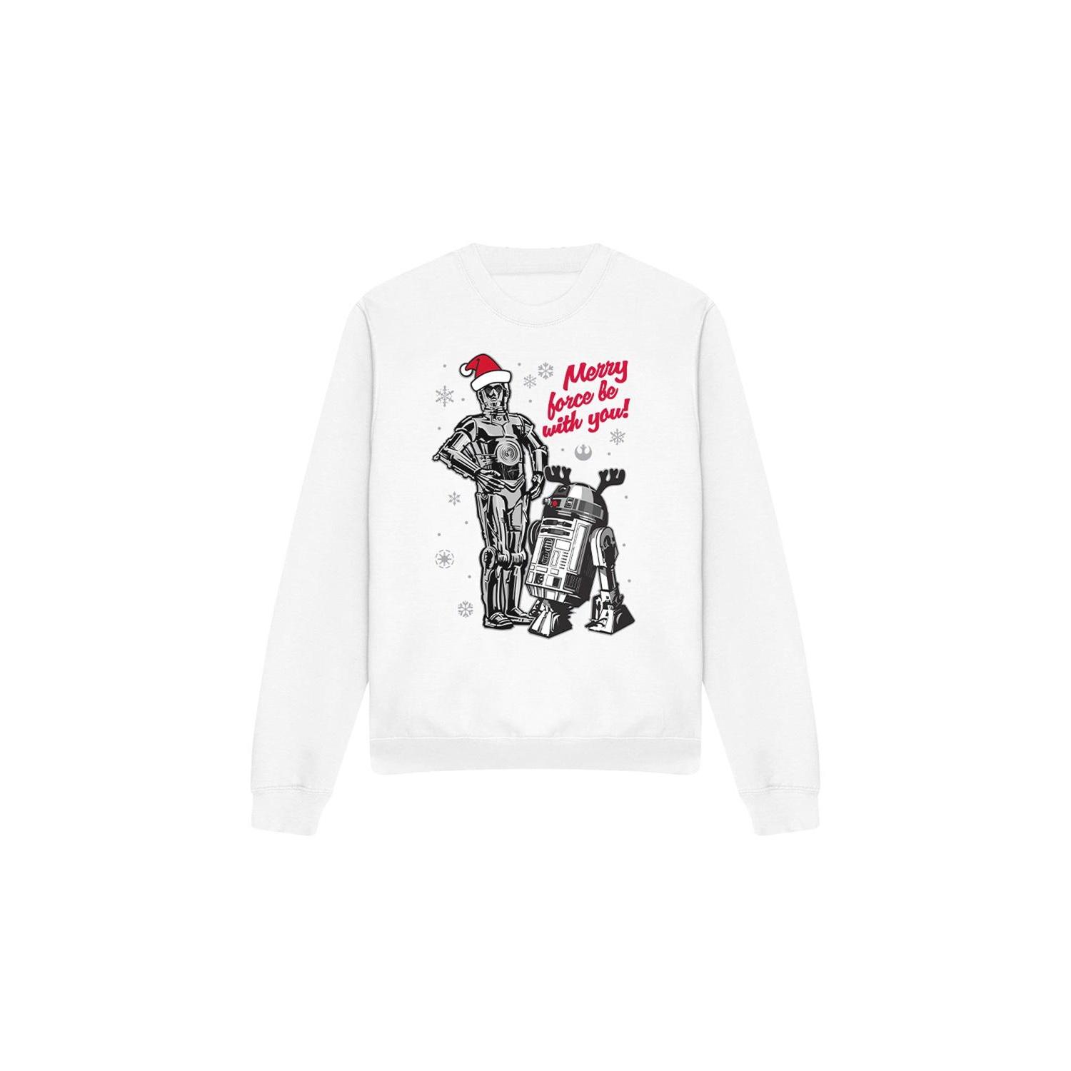 Star Wars Unisex Adult Merry Christmas Droids Sweatshirt M wit