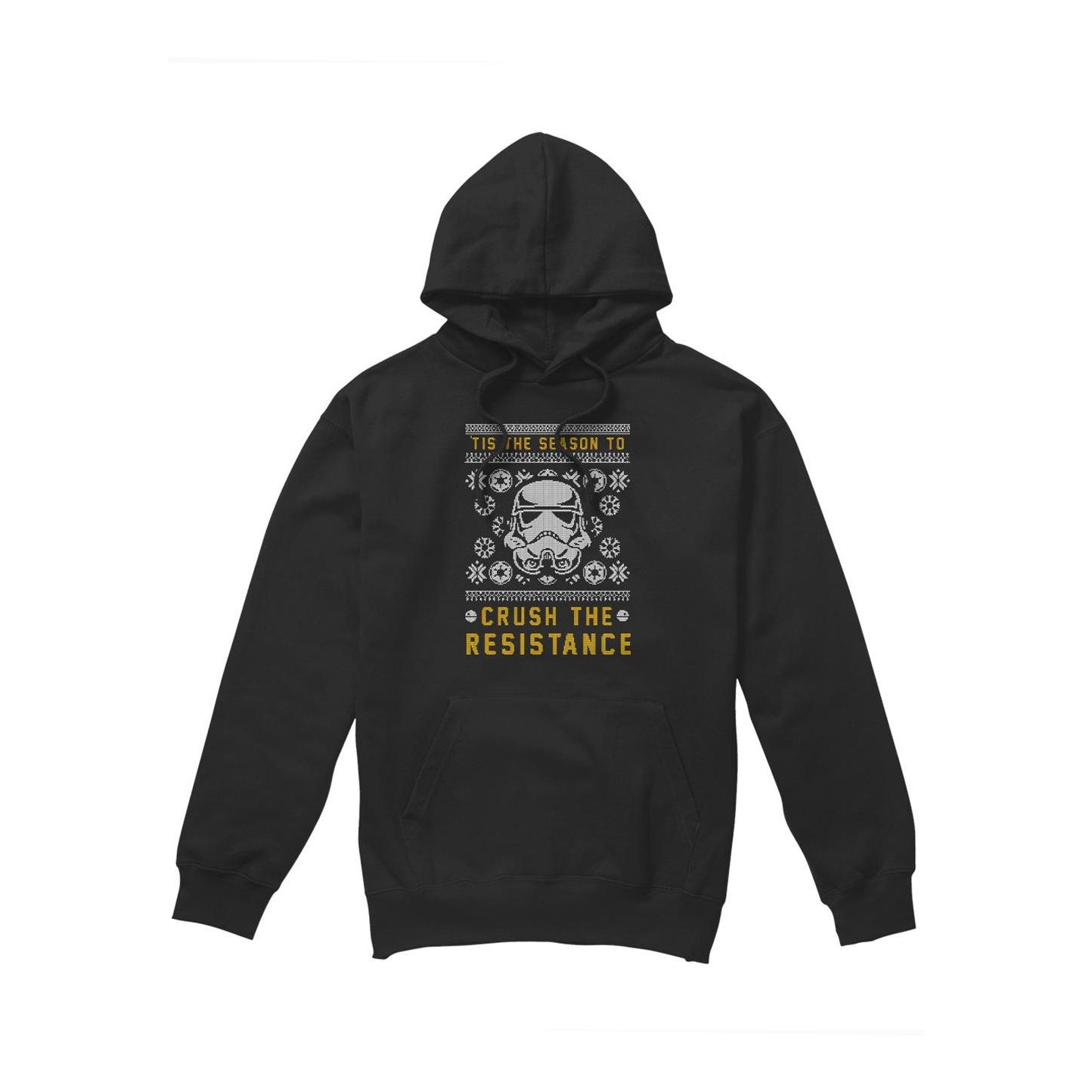 Star Wars Mens Crush The Resistance This Christmas Hoodie S zwart