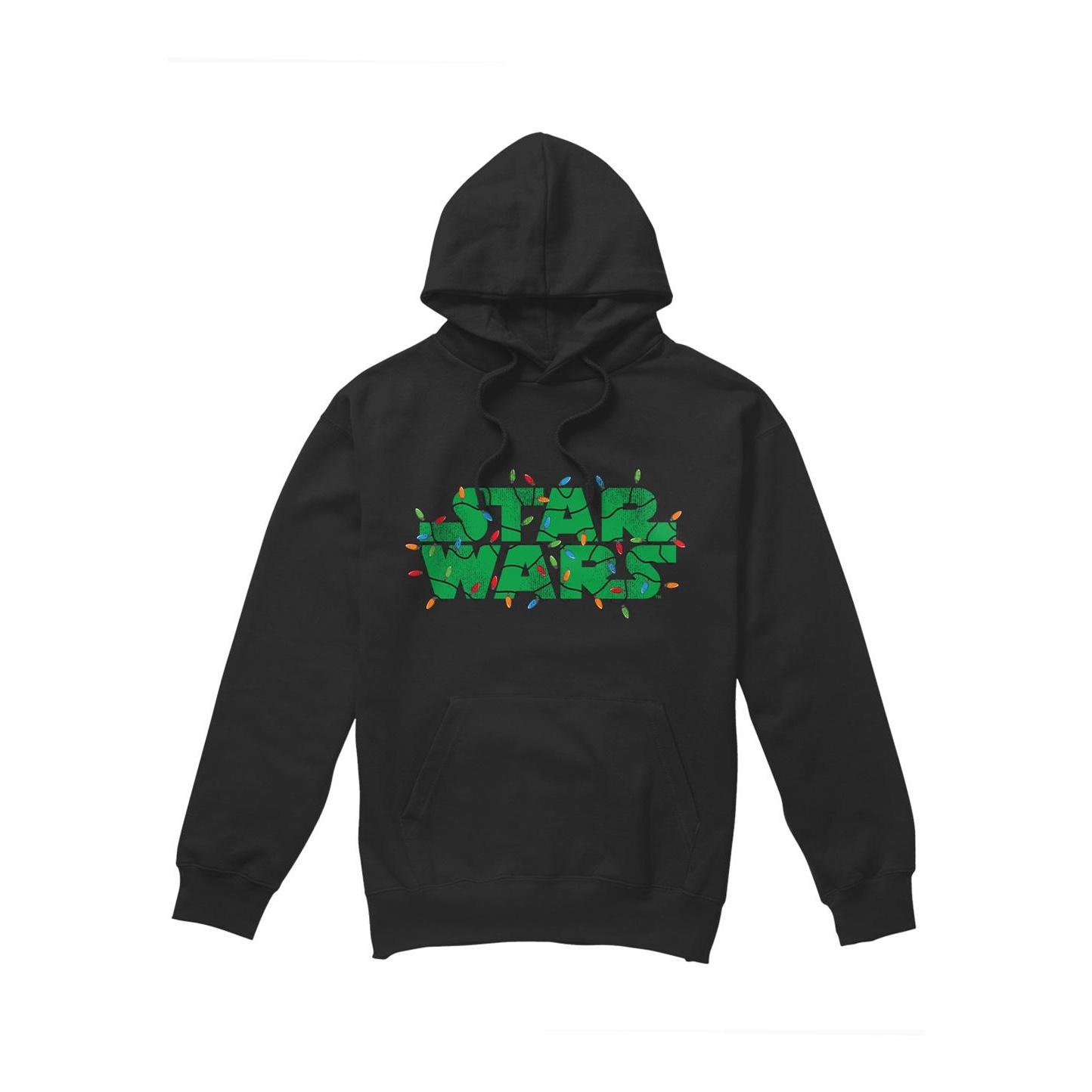 Star Wars Mens Christmas Lights Logo Hoodie L zwart