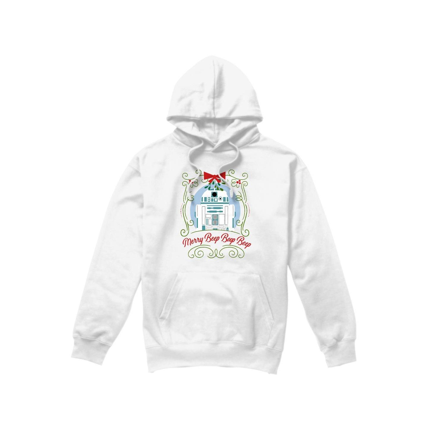Star Wars Mens Merry Beep Boop Beep R2-D2 Christmas Hoodie S wit