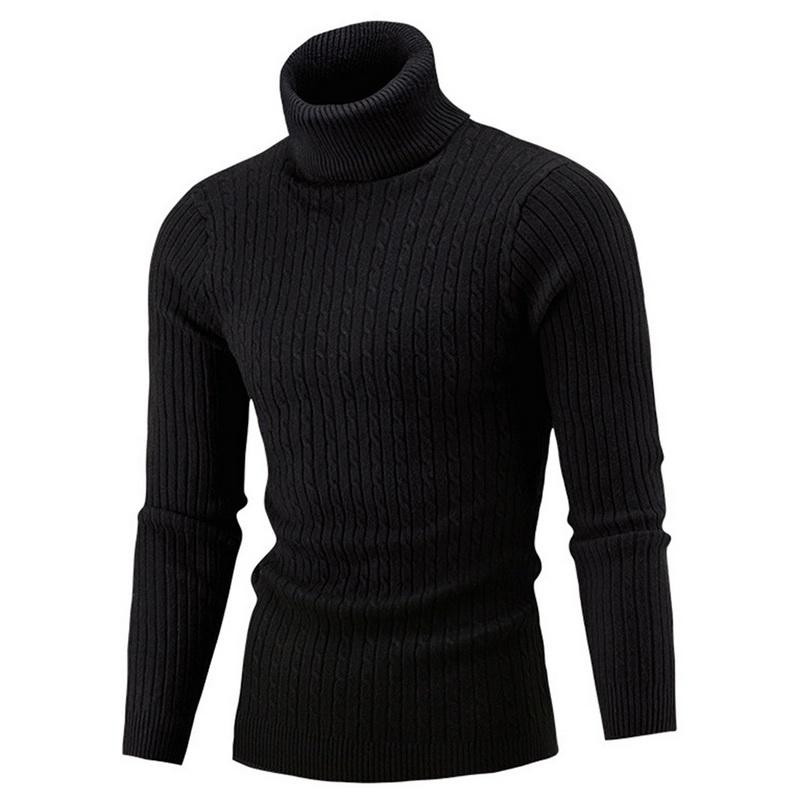 MAITA Elite Fashions Herensweater met hoge kraag Herfst- en wintermode Warme gebreide coltrui voor heren met lange mouwen Warme truien M