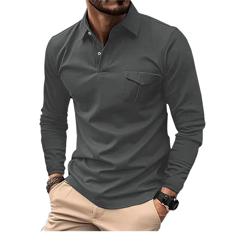 Fashion human Lente en herfst nieuw heren poloshirt met lange mouwen casual revers sport poloshirt XXL