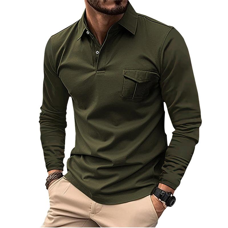 Fashion human Lente en herfst nieuw heren poloshirt met lange mouwen casual revers sport poloshirt XXXL