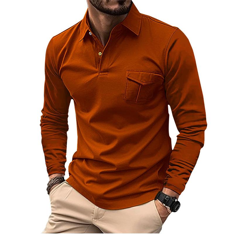 Fashion human Lente en herfst nieuw heren poloshirt met lange mouwen casual revers sport poloshirt S