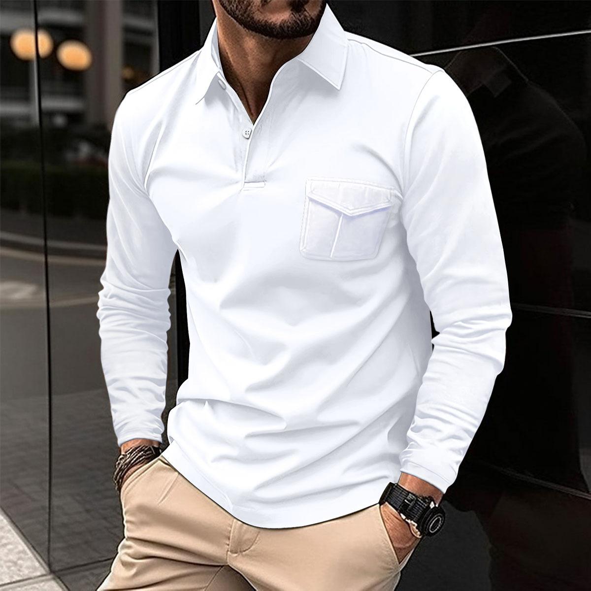 Fashion human Lente en herfst nieuw heren poloshirt met lange mouwen casual revers sport poloshirt XL