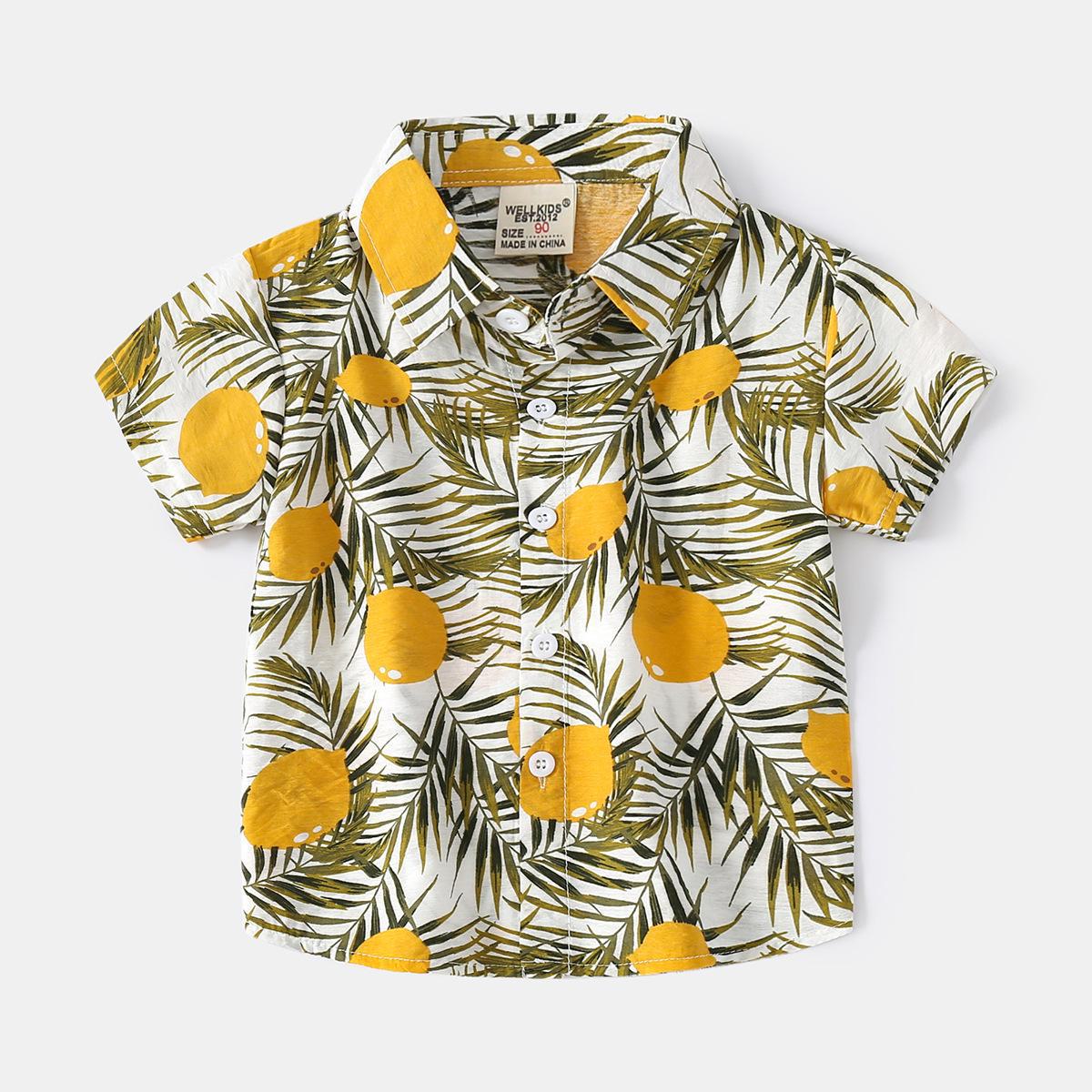 Top Men Wardrobe Zachte Hawaiiaanse overhemden met korte mouwen voor jongens - Casual kinderoverhemden 110cm