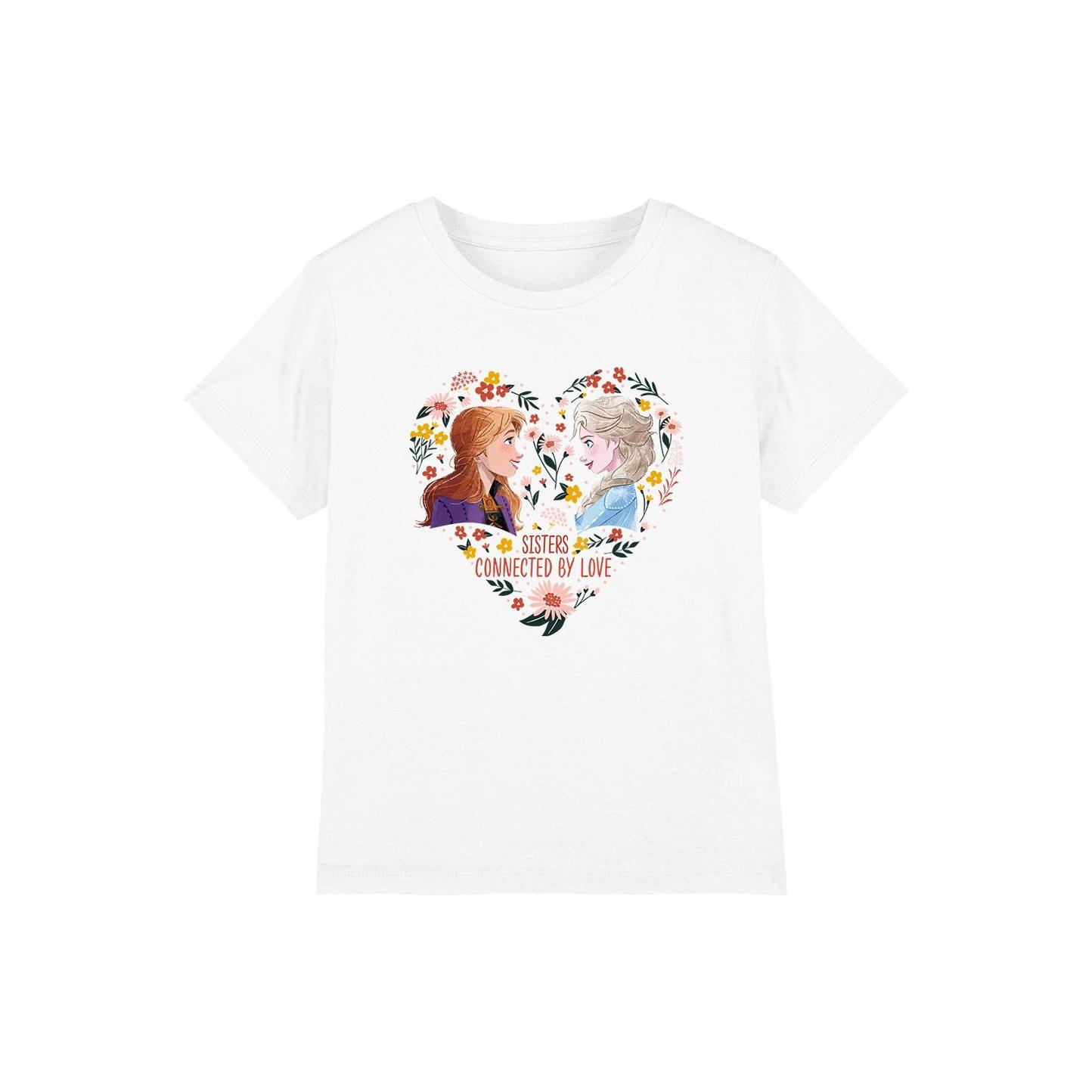 Frozen Childrens/Kids Sisters Connected By Love Elsa Anna Valentine`s Day T-Shirt 5-6 Years wit