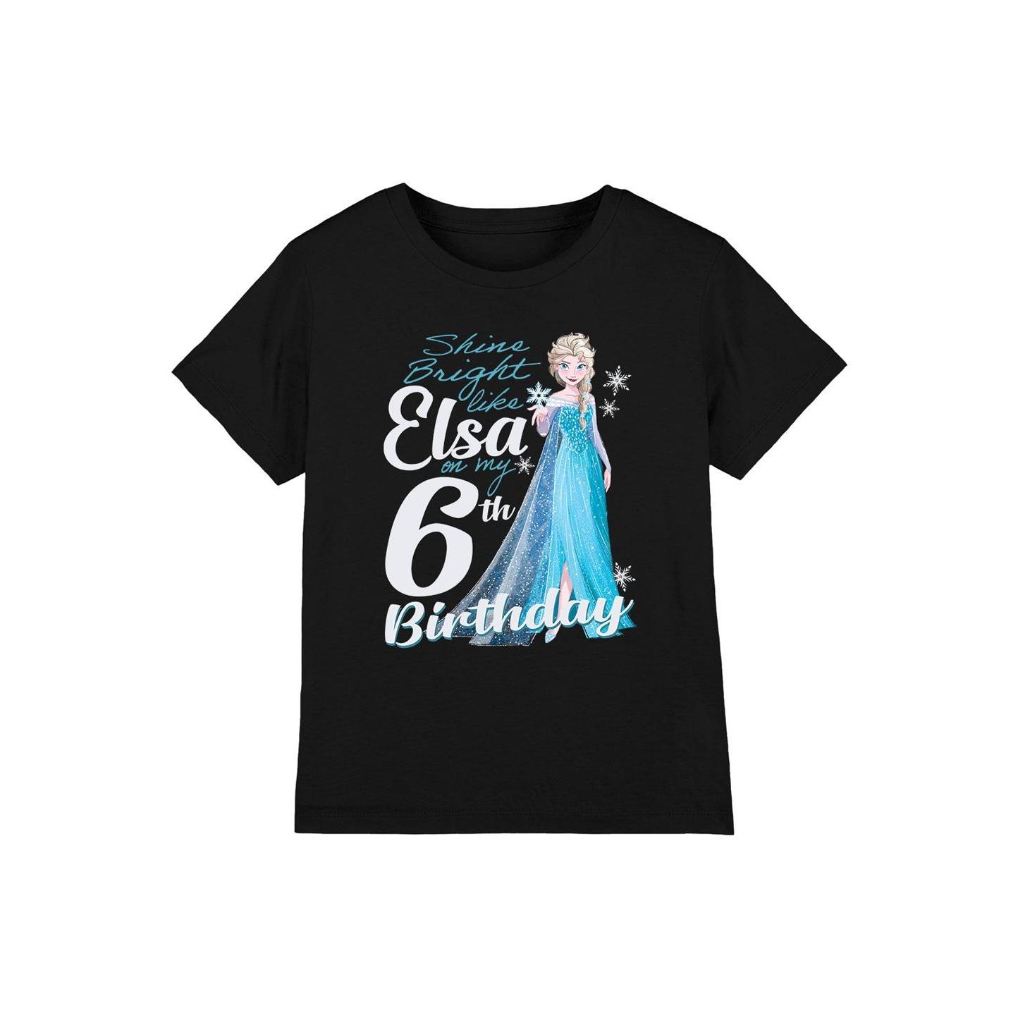 Frozen Childrens/Kids Bright Like Elsa 6th Birthday T-Shirt 5-6 Years zwart