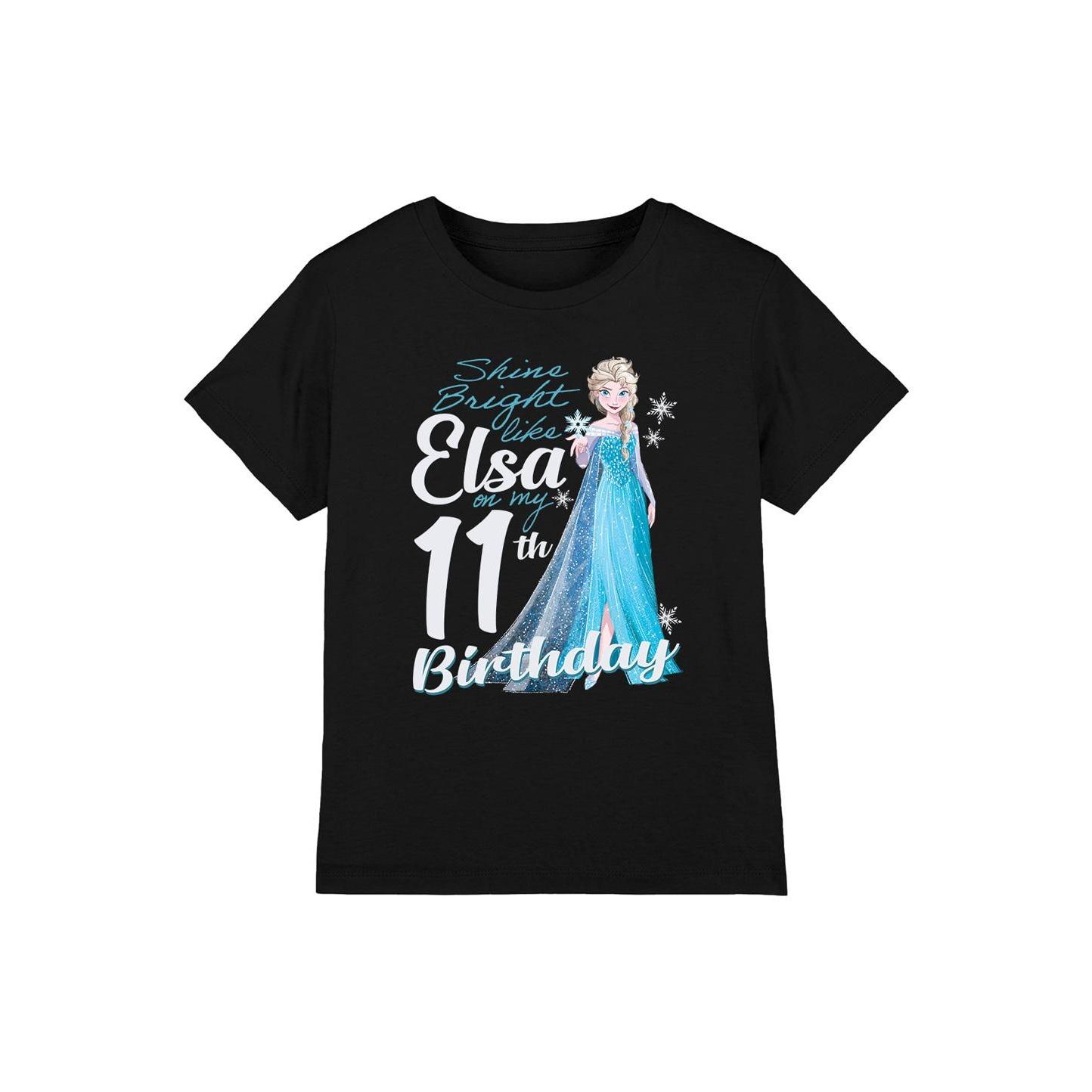 Frozen Childrens/Kids Bright Like Elsa 11th Birthday T-Shirt 7-8 Years zwart