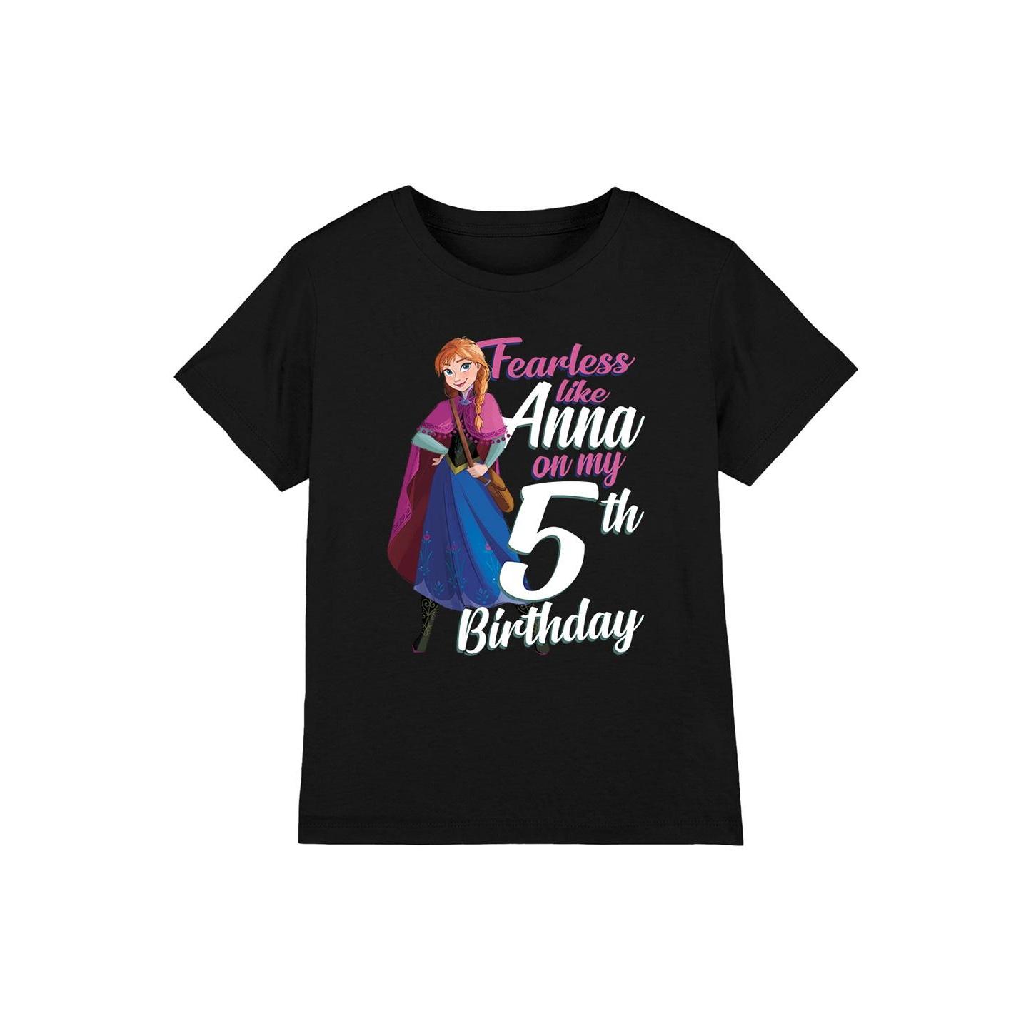 Frozen Childrens/Kids Fearless Like Anna 5th Birthday T-Shirt 3-4 Years zwart