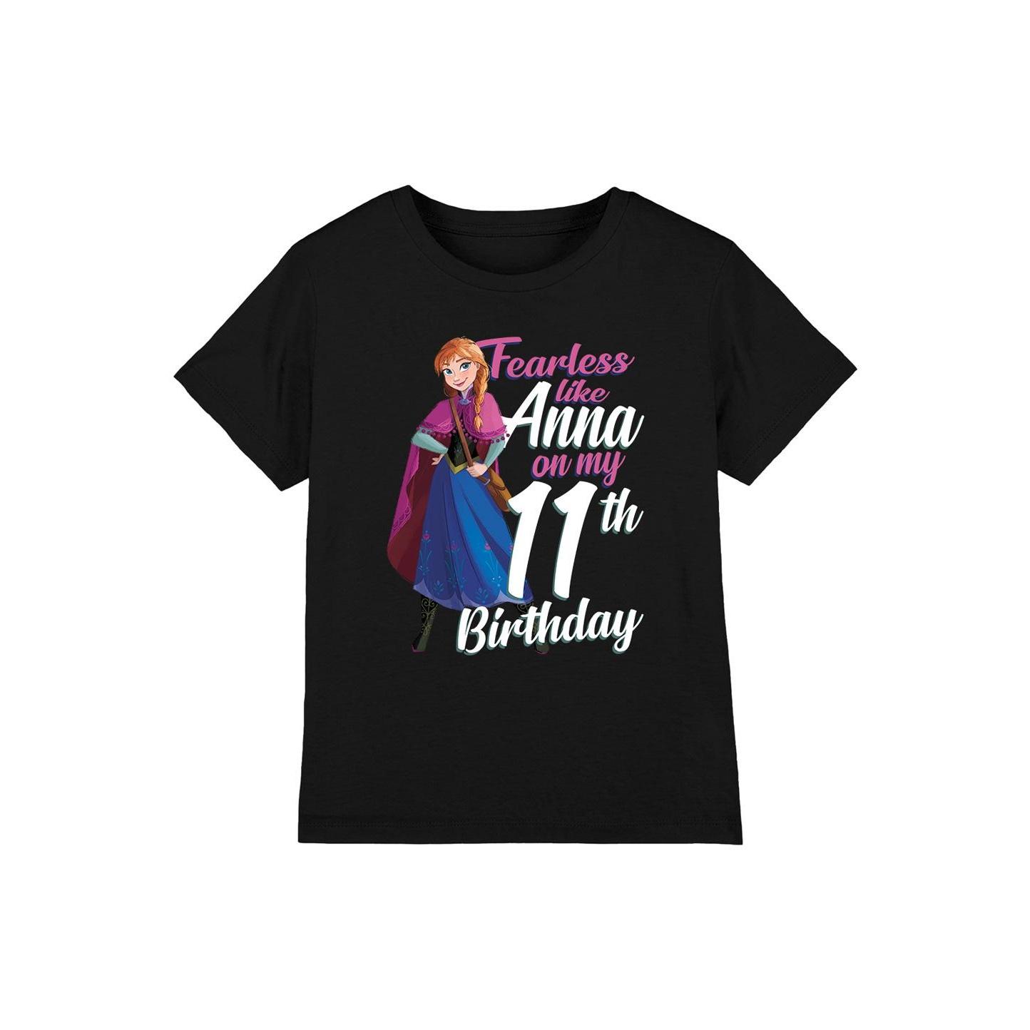 Frozen Childrens/Kids Fearless Like Anna 11th Birthday T-Shirt 12-13 zwart