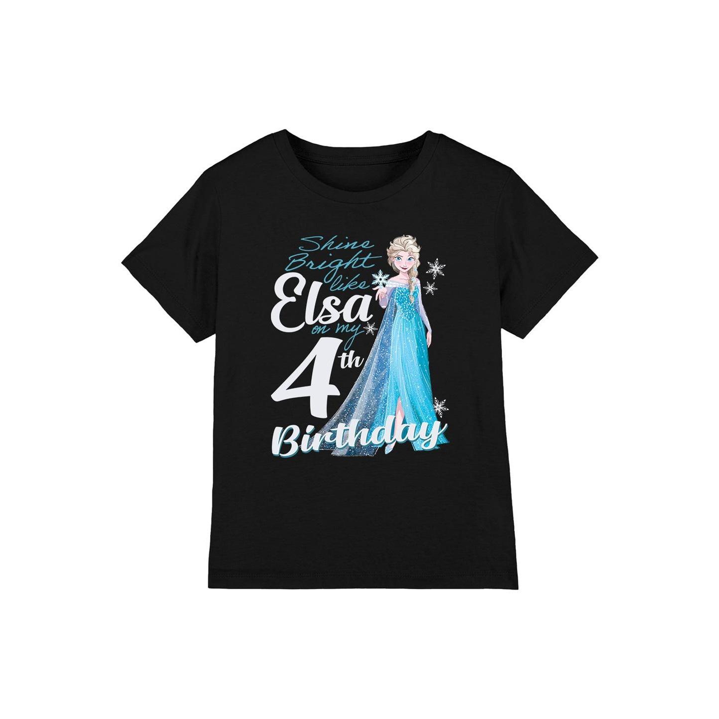 Frozen Childrens/Kids Bright Like Elsa 4th Birthday T-Shirt 5-6 Years zwart