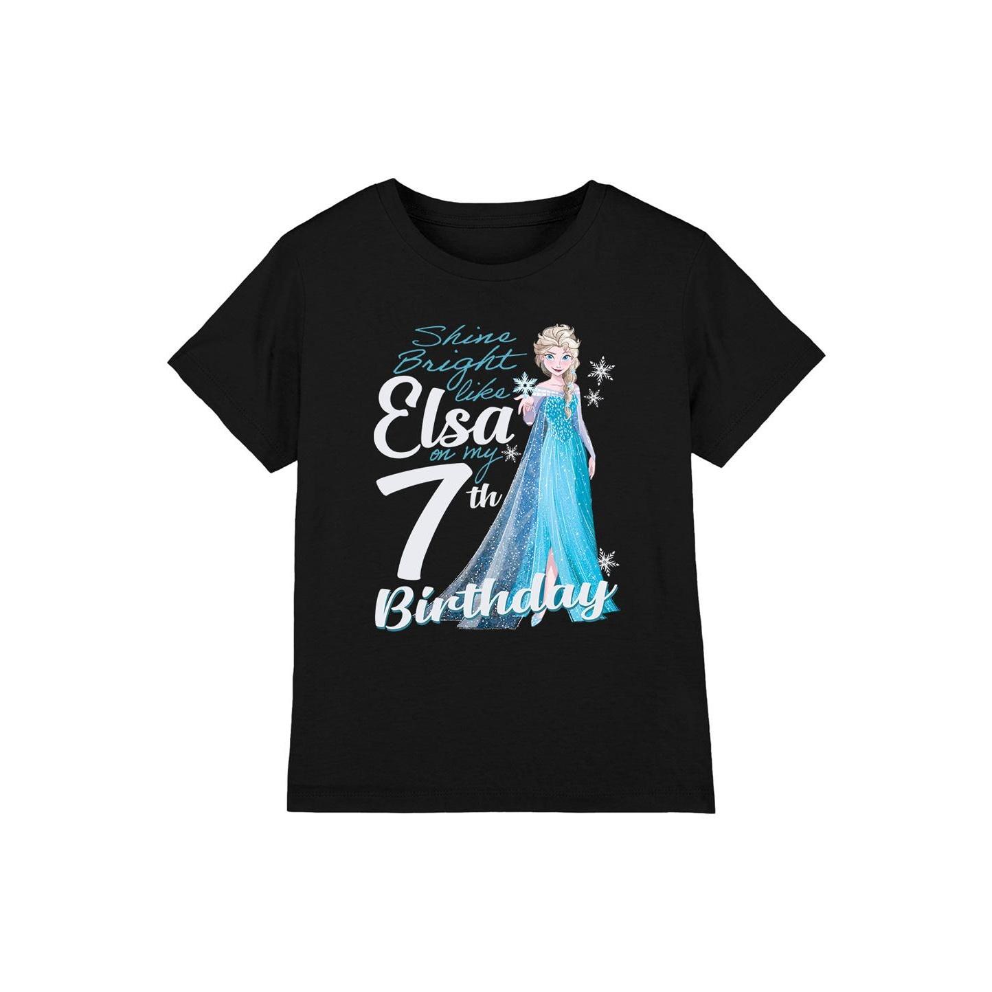 Frozen Childrens/Kids Bright Like Elsa 7th Birthday T-Shirt 12-13 zwart