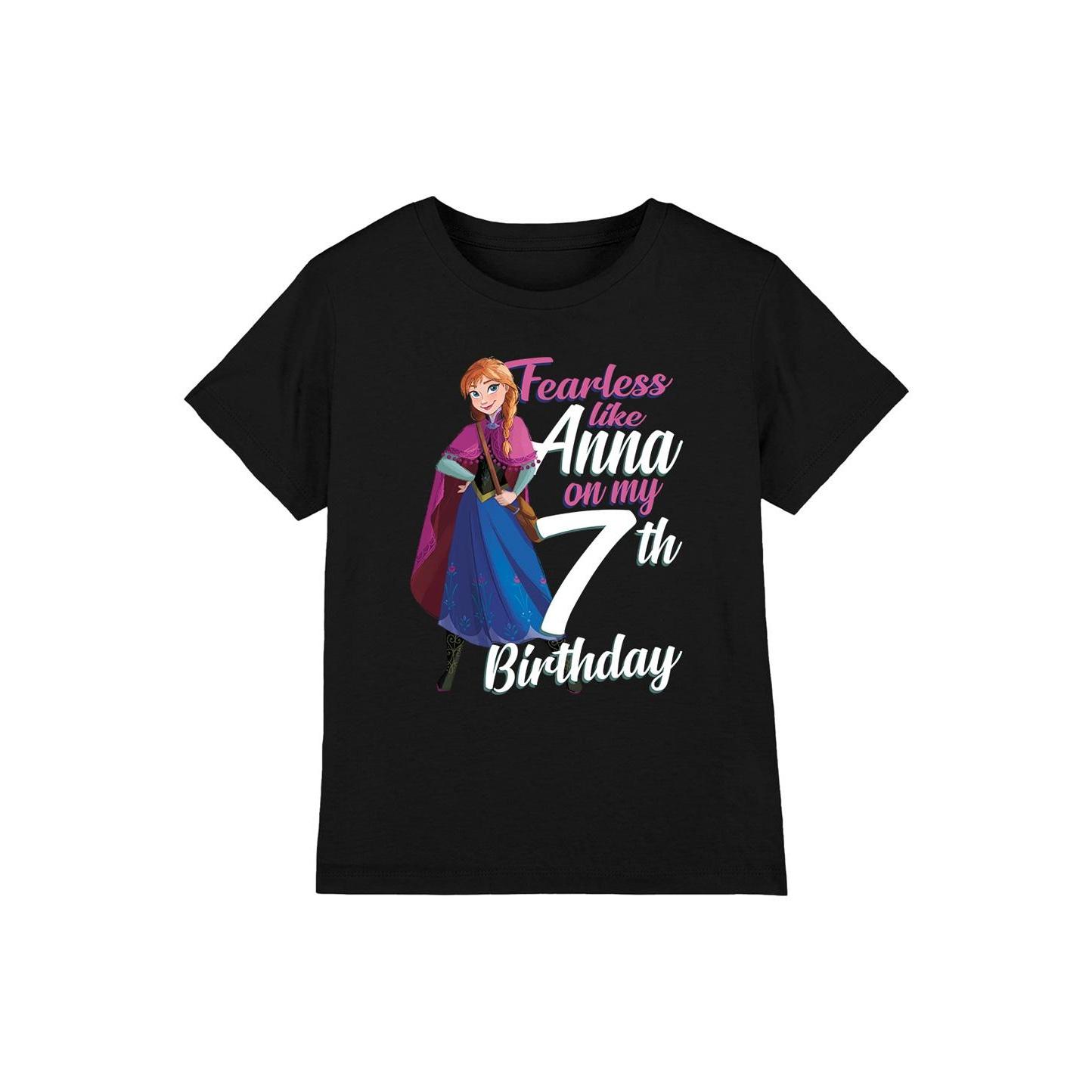 Frozen Childrens/Kids Fearless Like Anna 7th Birthday T-Shirt 5-6 Years zwart