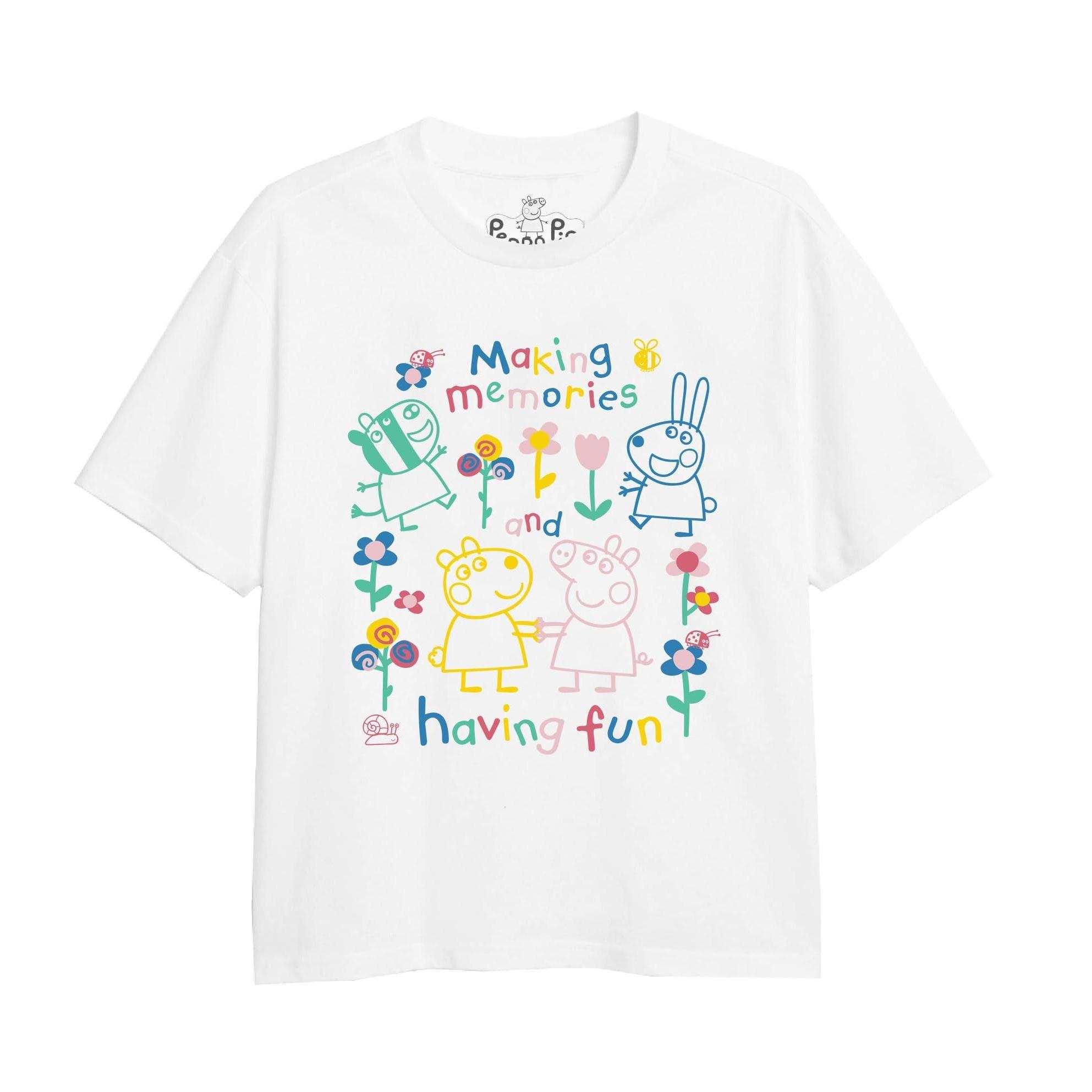 Peppa Pig Childrens/Kids Fun  Friends Outline T-Shirt 7-8 Years wit
