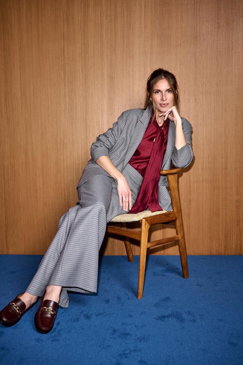 Mayerline Lange Blazer Met Pied-de-poule Motief