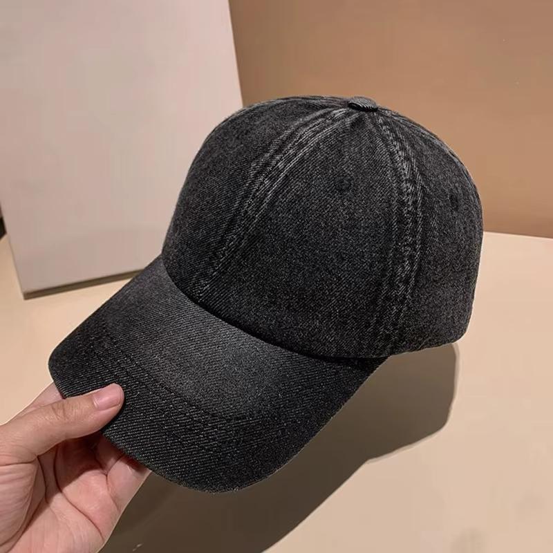 R&N Fashion Hiphop denim baseballpet voor dames en heren, effen kleur, snapback, verstelbare zonneklep, hoed, JK, effen, Y2K, Koreaanse meisjes, vader, trucker petten zwart