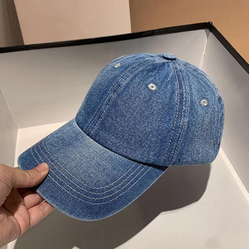 R&N Fashion Hiphop denim baseballpet voor dames en heren, effen kleur, snapback, verstelbare zonneklep, hoed, JK, effen, Y2K, Koreaanse meisjes, vader, trucker petten blauw