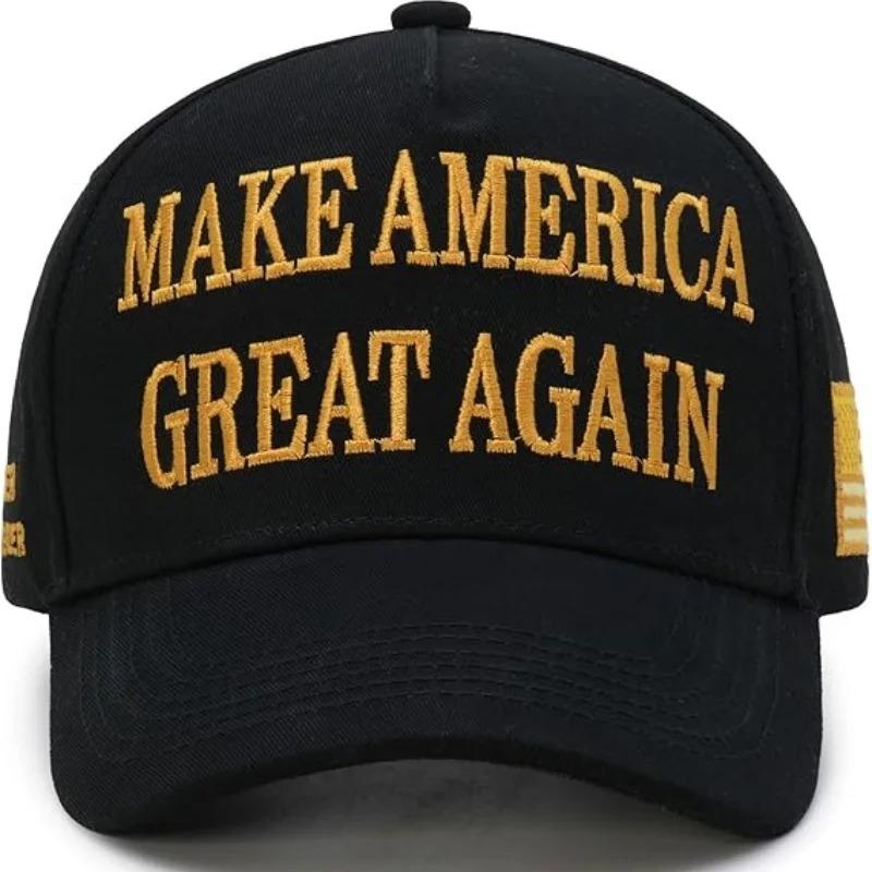 91341623MA8PHXC54Q Donald  45-47 Geef Nooit Op MAGA Pet Maak Amerika Weer Groot Slogan met USA Vlag Verstelbare Baseballpet Zwart zwart
