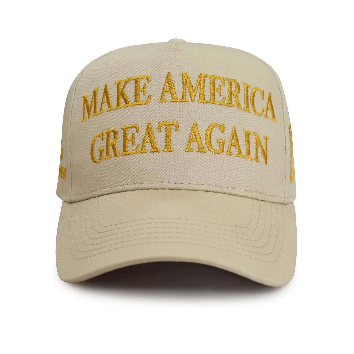 91341623MA8PHXC54Q Donald  45-47 Geef Nooit Op MAGA Pet Maak Amerika Weer Groot Slogan met USA Vlag Verstelbare Baseballpet Zwart goud