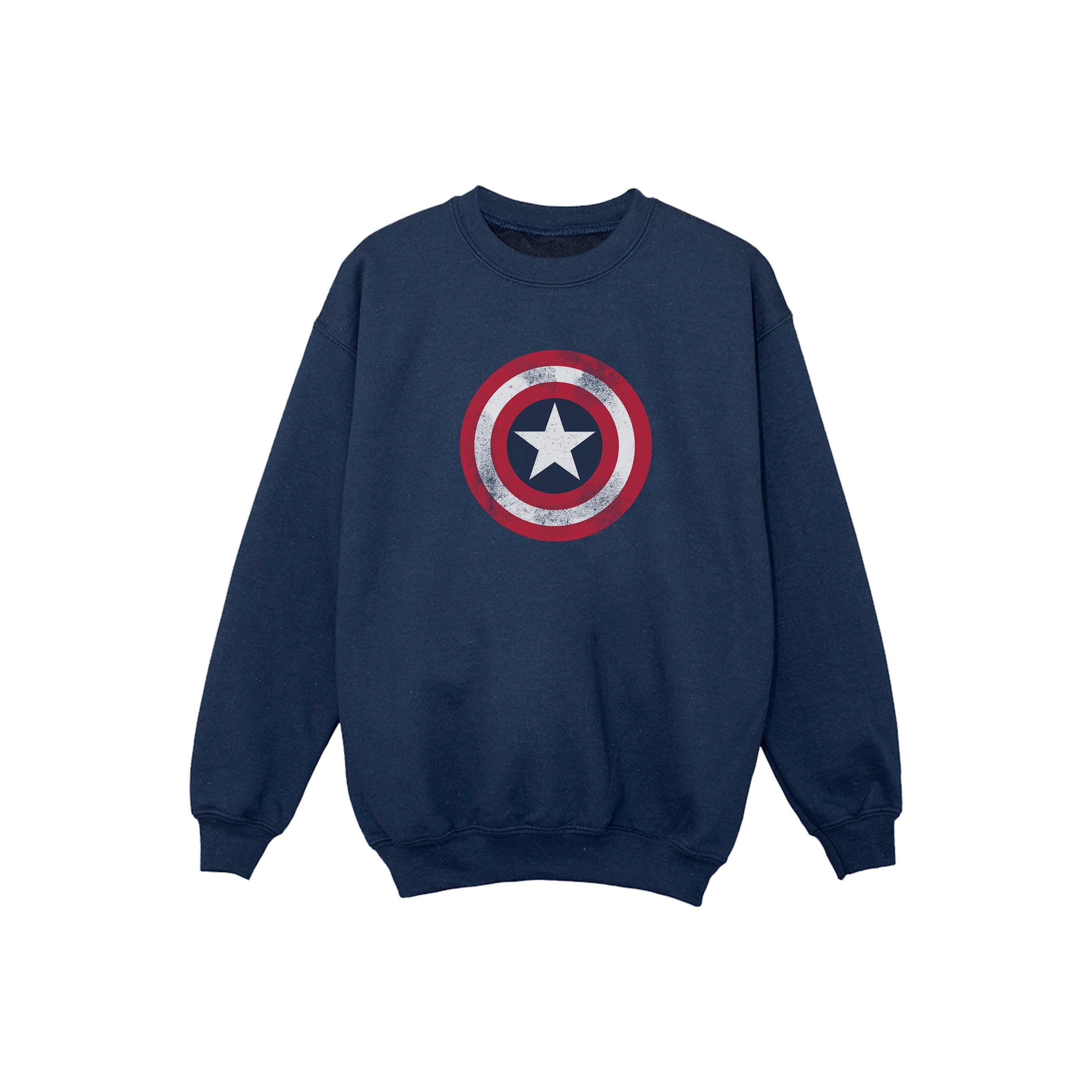 Marvel Boys Captain America Distressed Shield-sweatshirt 9-11 Years
