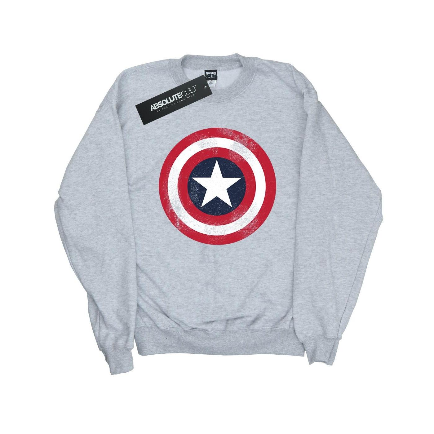 Marvel Boys Captain America Distressed Shield-sweatshirt 9-11 Years grijs