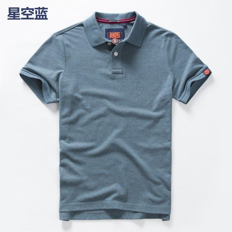 Samgo Mens Clothing Zomer Heren Polo Shirts Katoenen Shirts Korte Mouw Brief Geborduurd Embleem Eenvoudig Shirt Voor Mannelijke Maat M-3XL BP6900 XXXL hemelsblauwe kleur