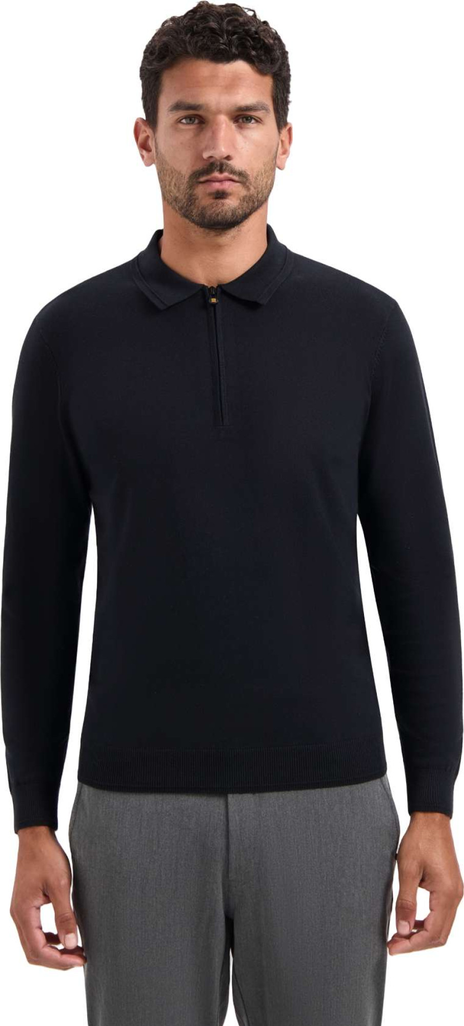 No Excess Pullover polo zip black