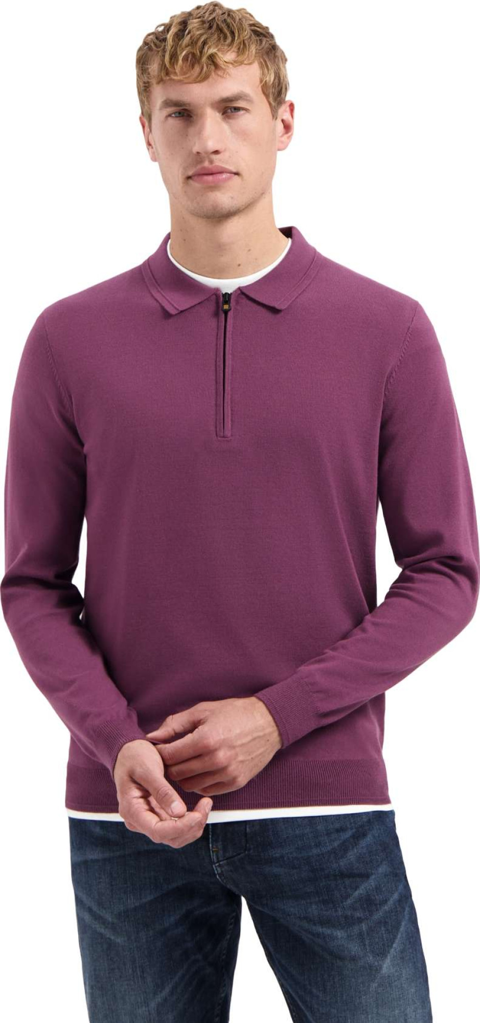 No Excess Pullover polo zip dark wine