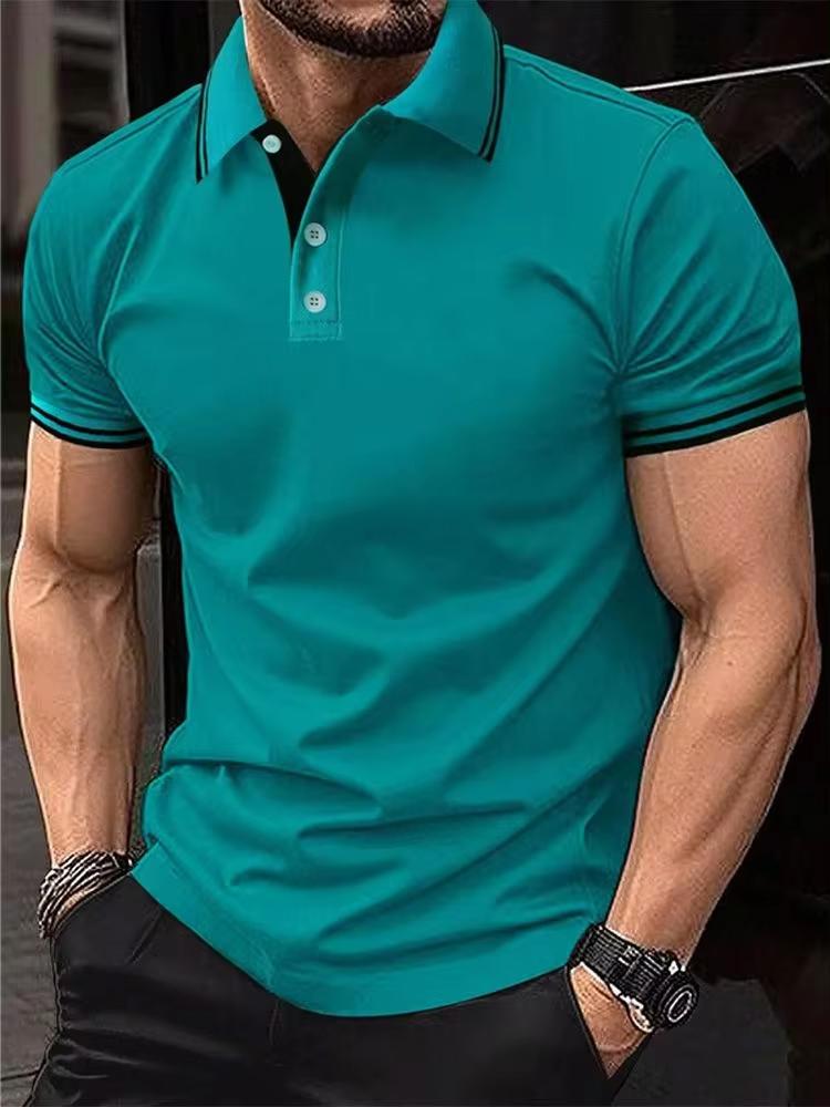 Haojun Lapel POLO Shirt Summer Men and Women Short-Sleeved T-shirt L blauw
