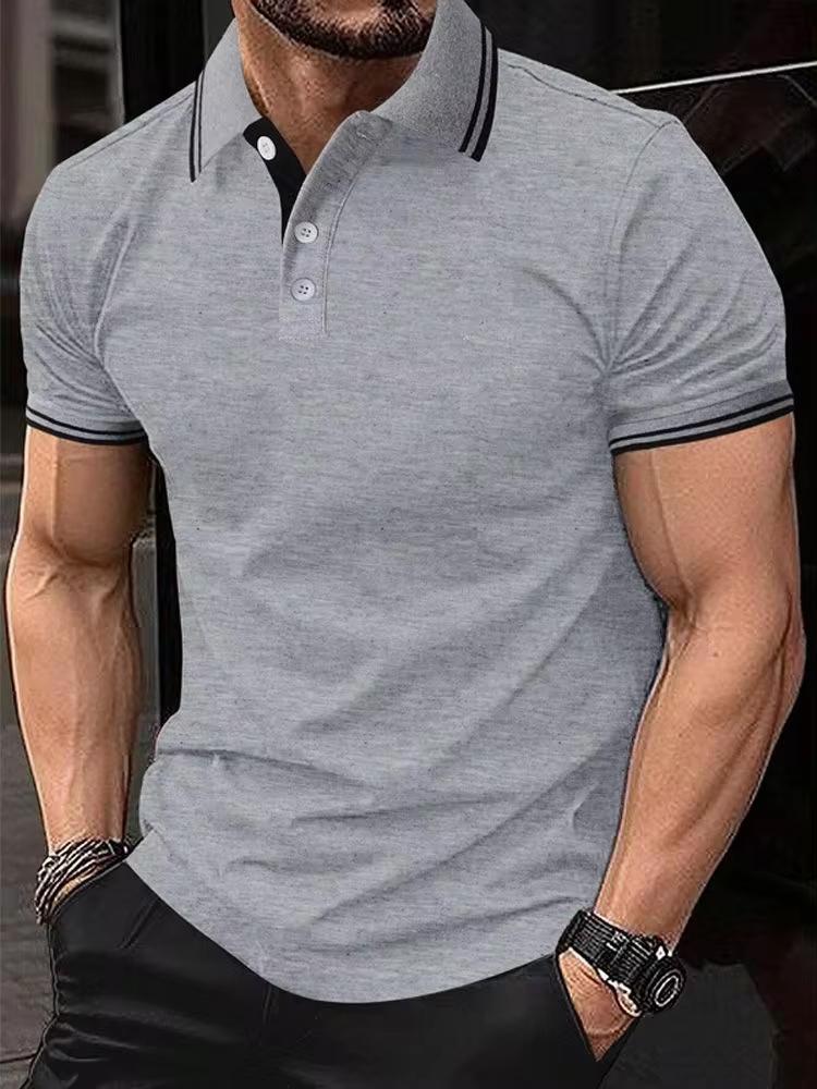 Haojun Lapel POLO Shirt Summer Men and Women Short-Sleeved T-shirt XL grijs
