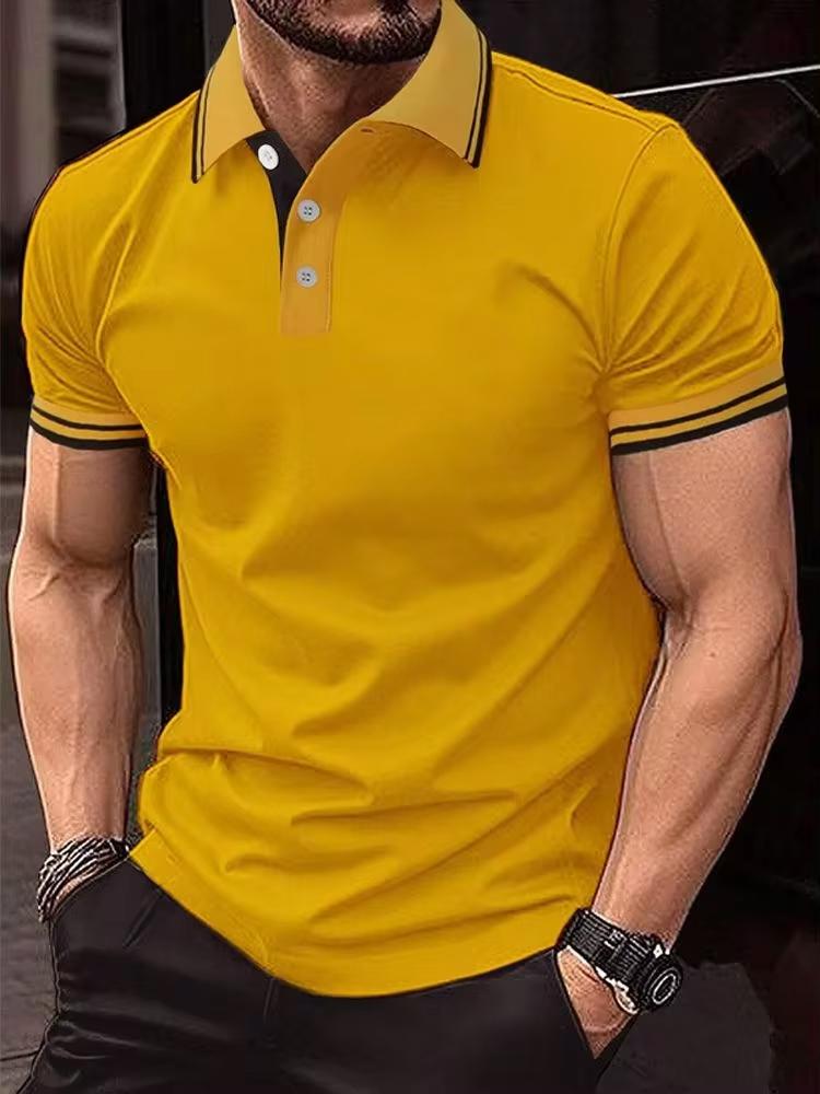 Haojun Lapel POLO Shirt Summer Men and Women Short-Sleeved T-shirt L geel