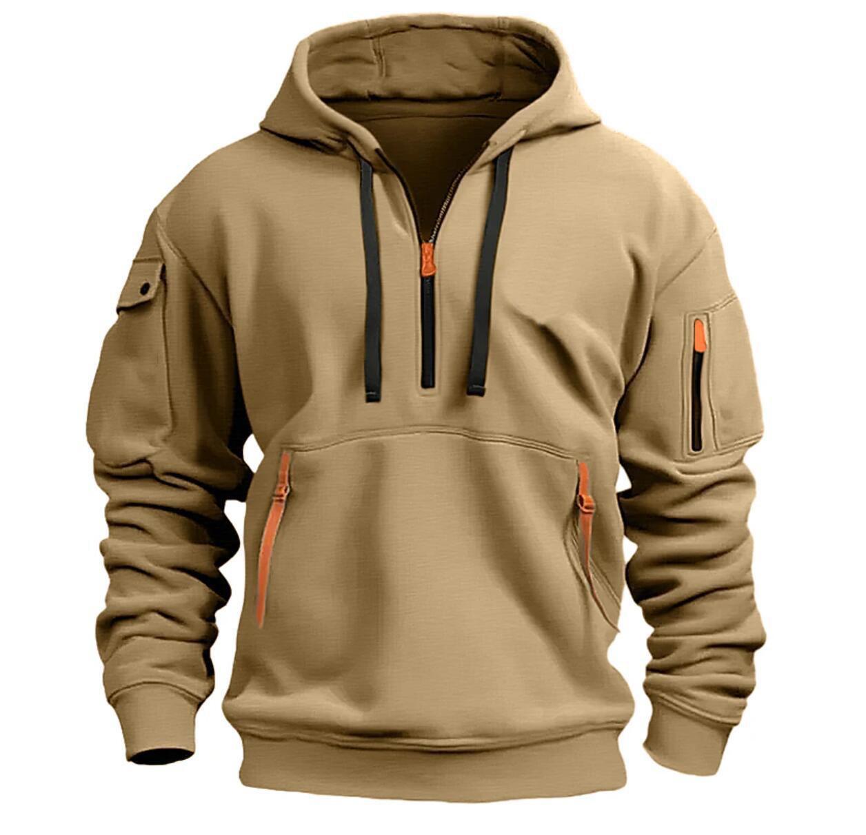 FEGKZLI Specialty Hoodie voor heren Hoodies met kwartrits Capuchon Effen zak Sport- en outdoor-streetwear Cool Casual Lente- en herfstkleding Hoodies Sweatshirts Herenjassen XL