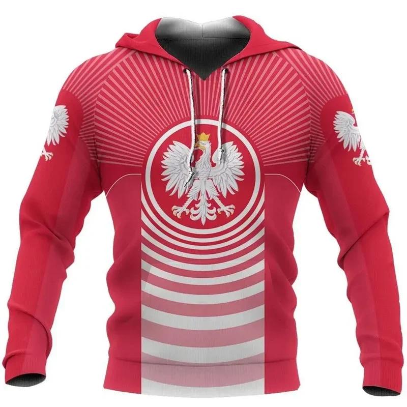 ETST 011 Poolse vlag badge hoodies heren grafische 3D geprinte Poolse geest totem patroon nieuw in hoodies & sweatshirts hip hop pullover tops XL