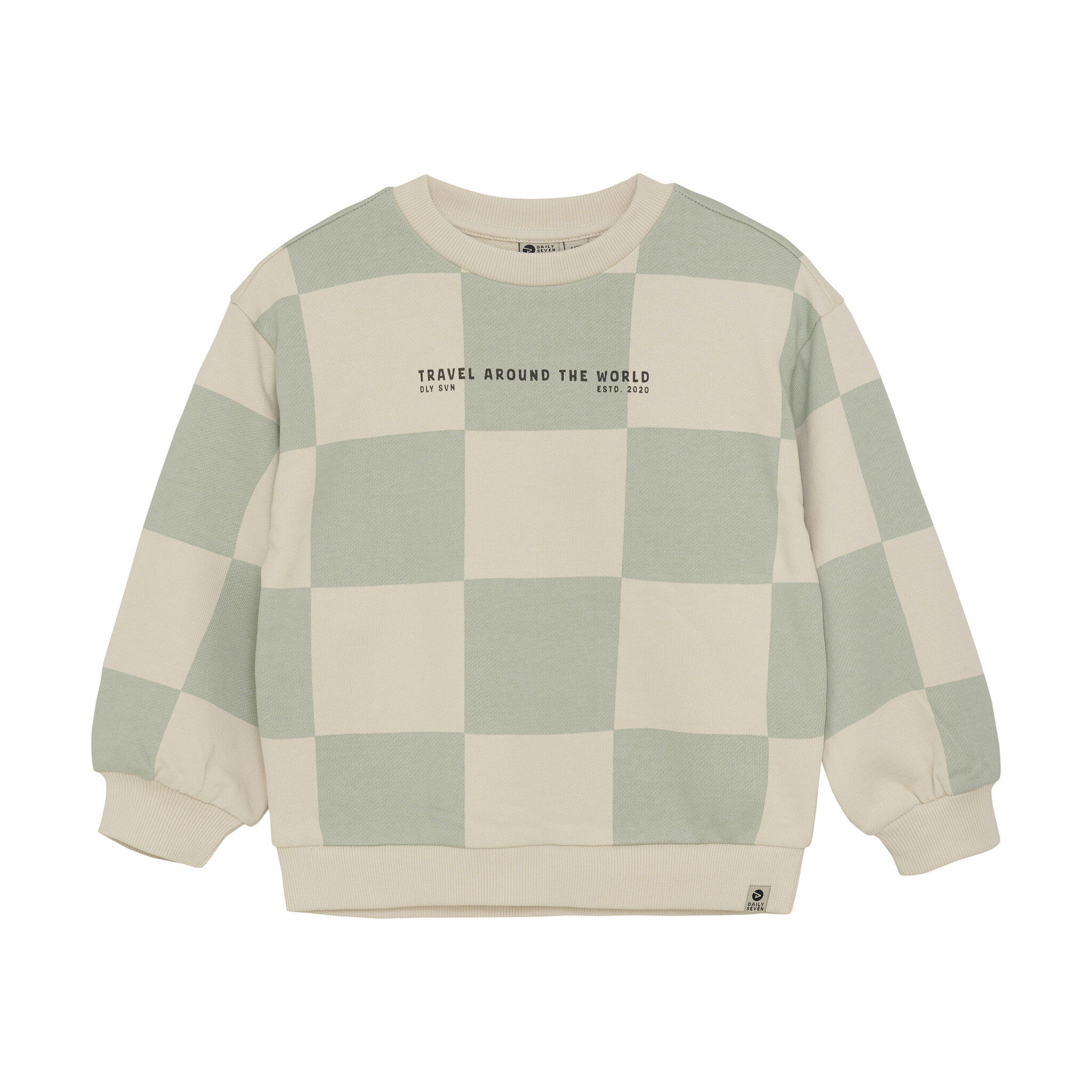 Daily7 winter sweater jongens - groen - oversized/geruite print