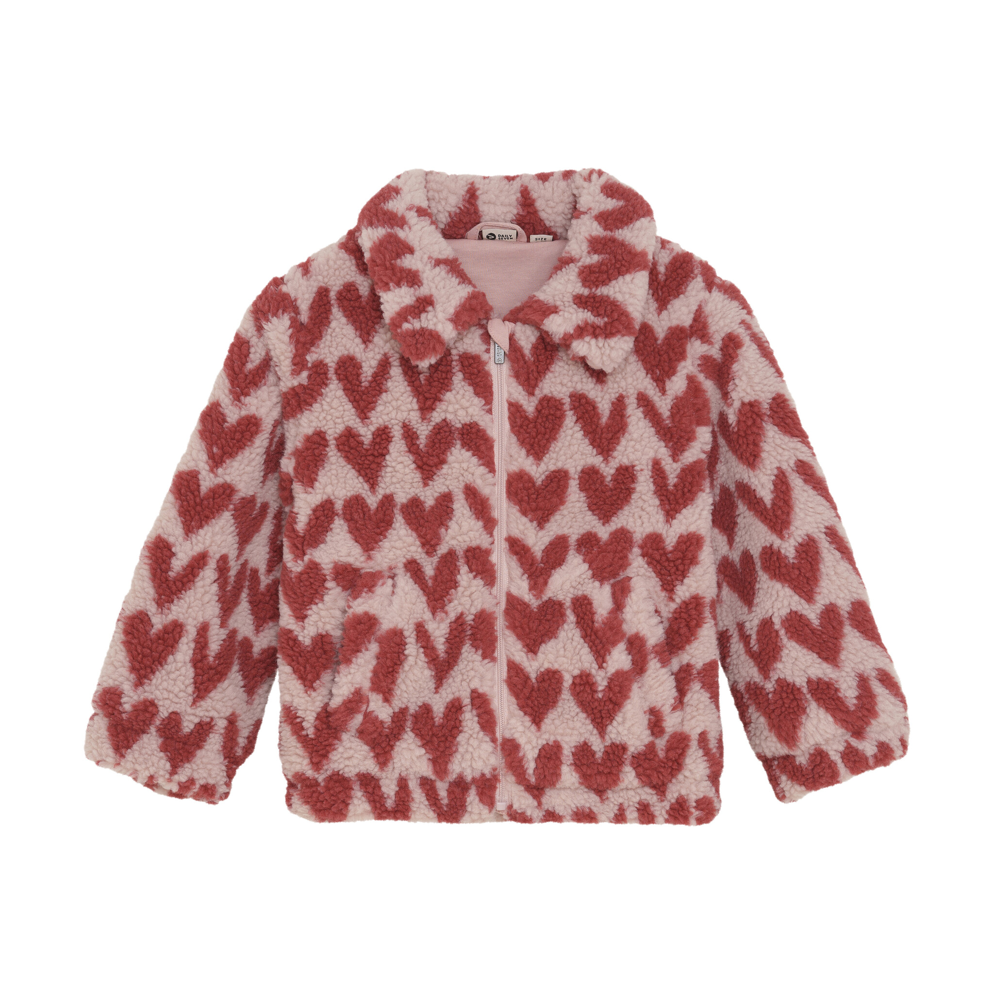 Daily7 winter winterjas meisjes - roze - teddy/hart