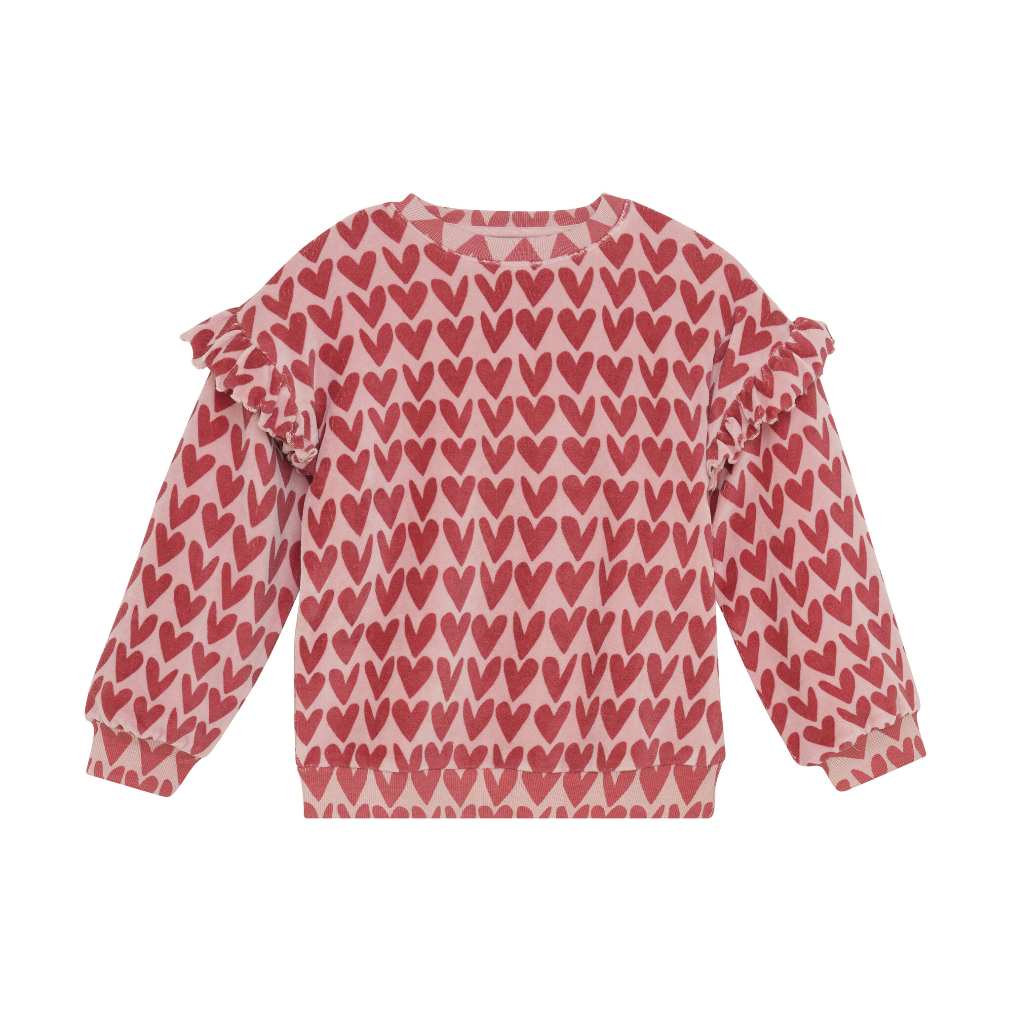 Daily7 winter sweater meisjes - roze - hart print
