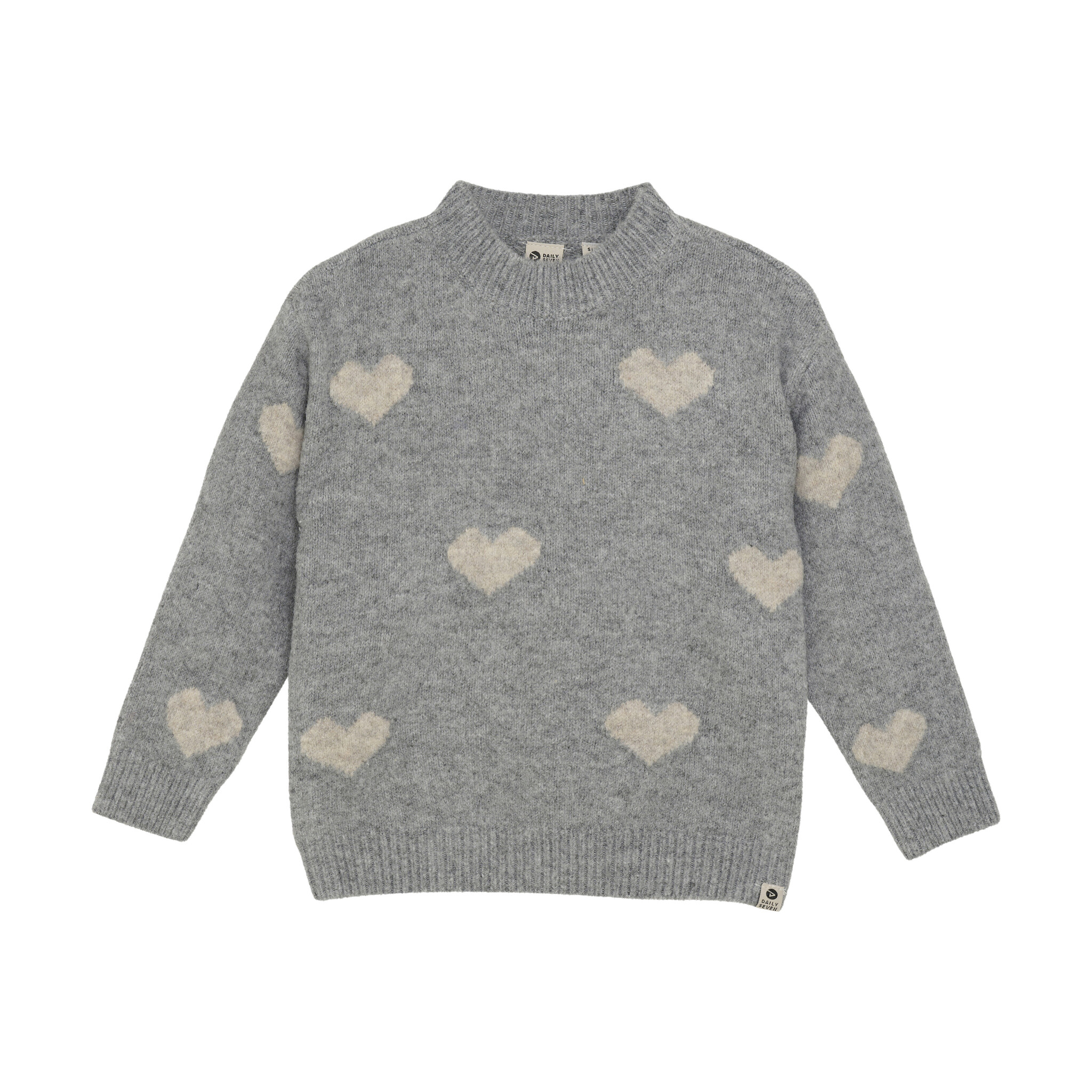 Daily7 winter sweater meisjes - grijs - hart/gebreid