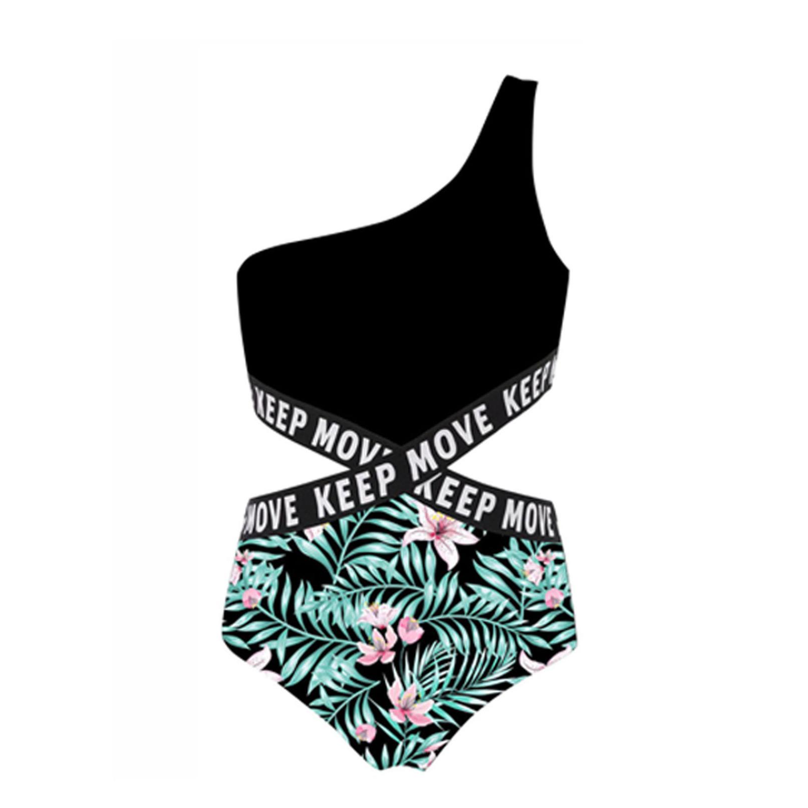 Tiaobug Kinderen Meisjes Eendelig Zwem Jumpsuit Enkele Schouderband Bodysuit Strandkleding Badpak 10-12Years groen/zwart