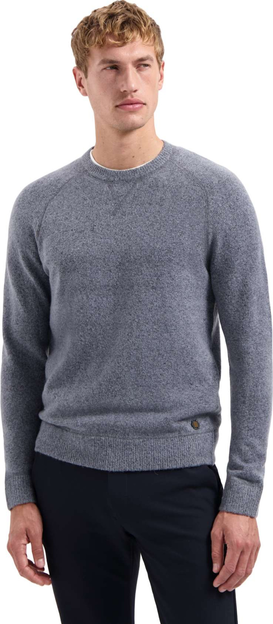 No Excess Pullover crewneck soft wool blend washed blue