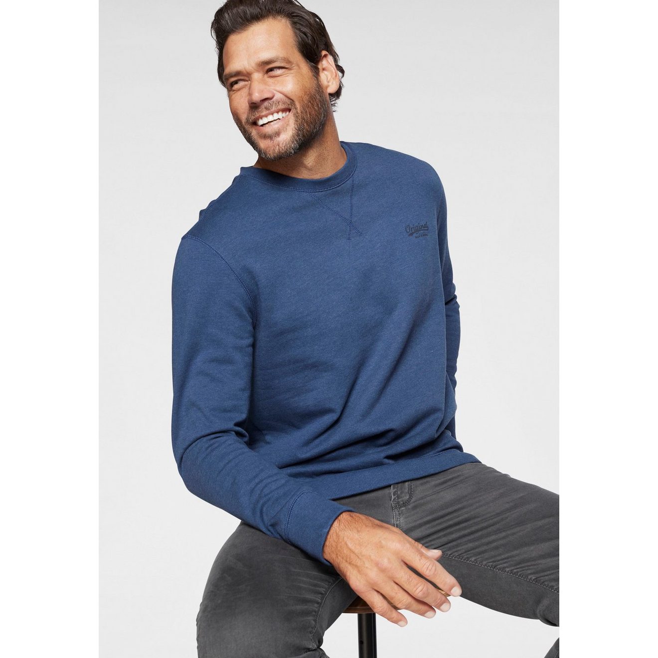 Man's World Sweatshirt Lange mouwen, basic-stijl, effen, ronde hals