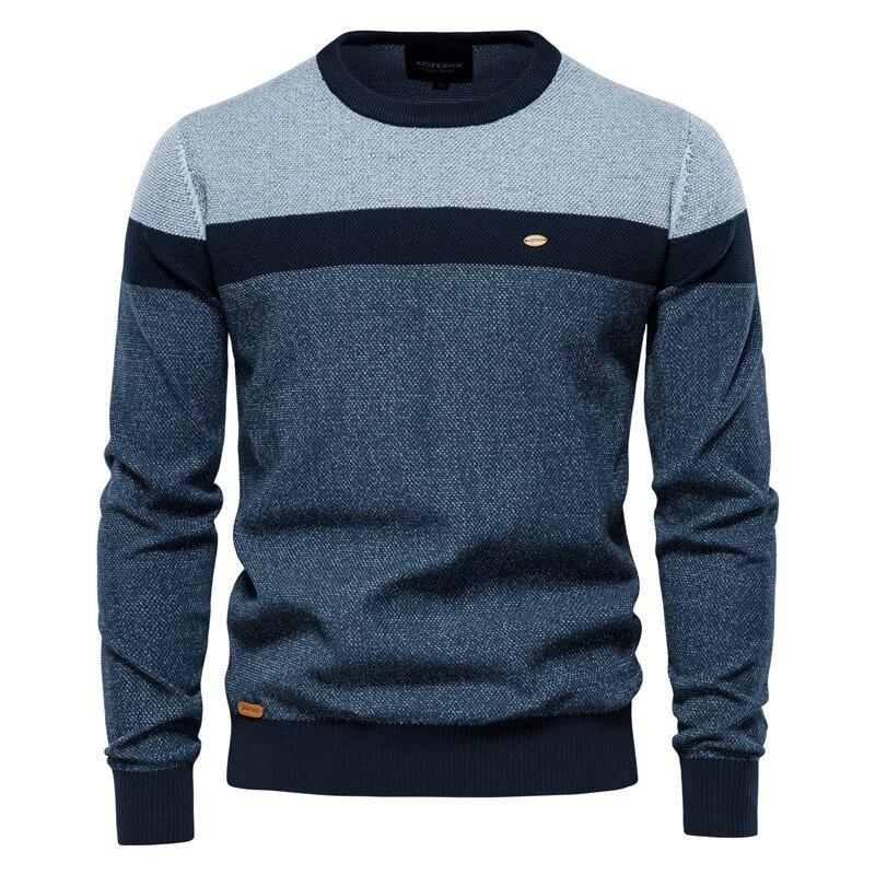 AIOPESON Men Fashion AIOPESON Gesplitste Katoenen Trui Mannen Casual O-hals Hoge Kwaliteit Trui Gebreide Truien Mannelijke Nieuwe Herfst Winter Heren Truien M 55-65 kg Vloot