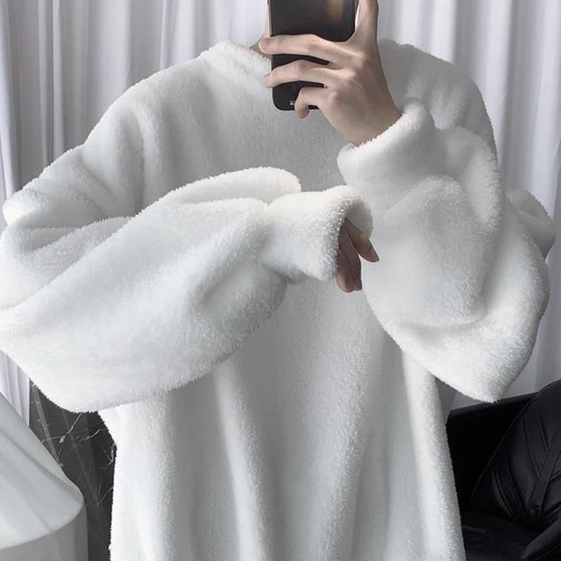 HOTDOG Heren herfst en winter gewatteerde en verdikte Koreaanse warme trui ronde hals losse pullover tops S