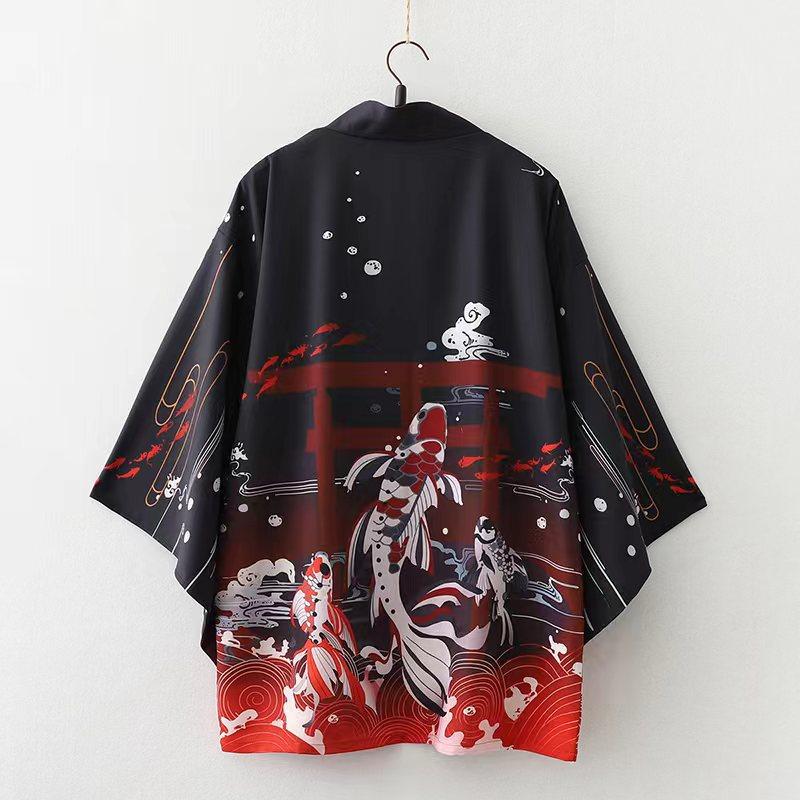 Four Four Japanse Kimono Retro Kraan Print Dunne Jas Haori Hanfu Pak Mantel Heren Zomer Chinese Stijl Nieuw Tang Pak Taoïstische Gewaad XXS