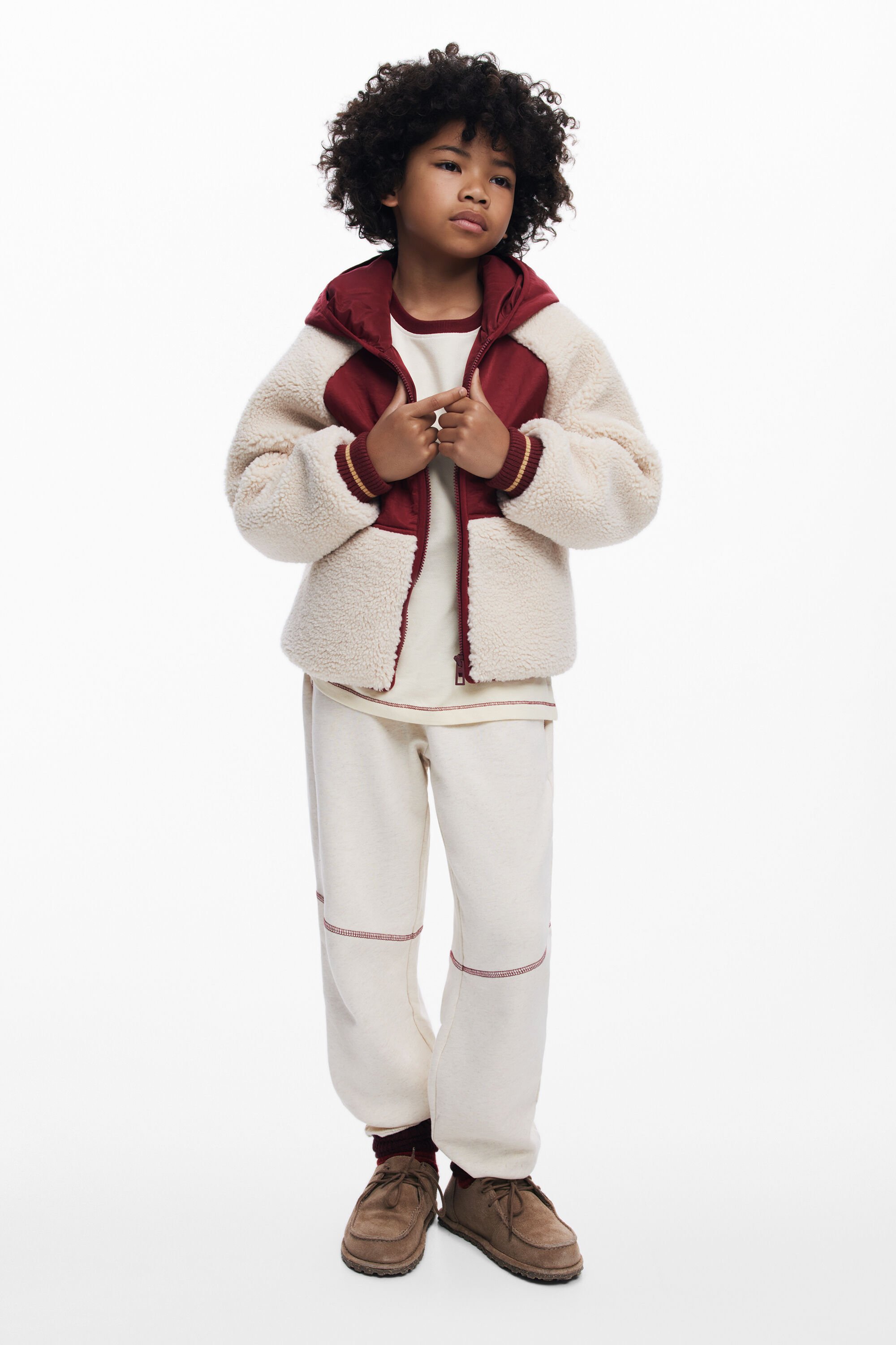 Desigual Schaapachtige jas met capuchon - WHITE