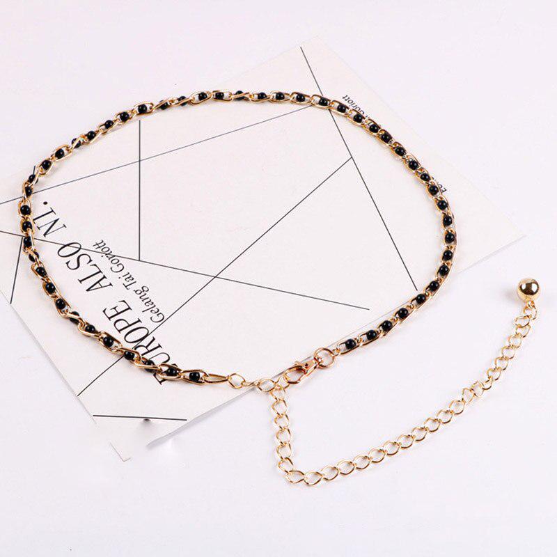R&N Fashion 2 Vrouwen Meisjes Metalen Taille Riem Body Chain Imitatie Parel Kralen Taille Jurk Keten Vrouwelijke Luxe Riem zwart