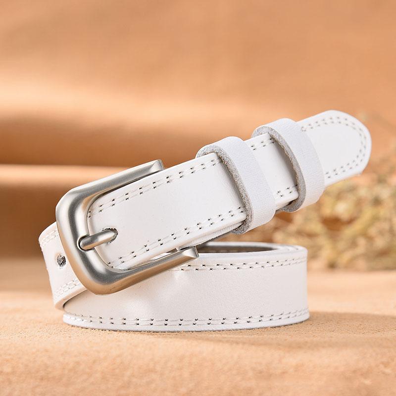 COOLERFIRE FASHION Vrouwenriemen Vintage voor Jeans Designer Mode Casual Echt Leer Merk Vrouwelijke Tailleband Pin Gespen Fancy Banden LB2265 95CM wit