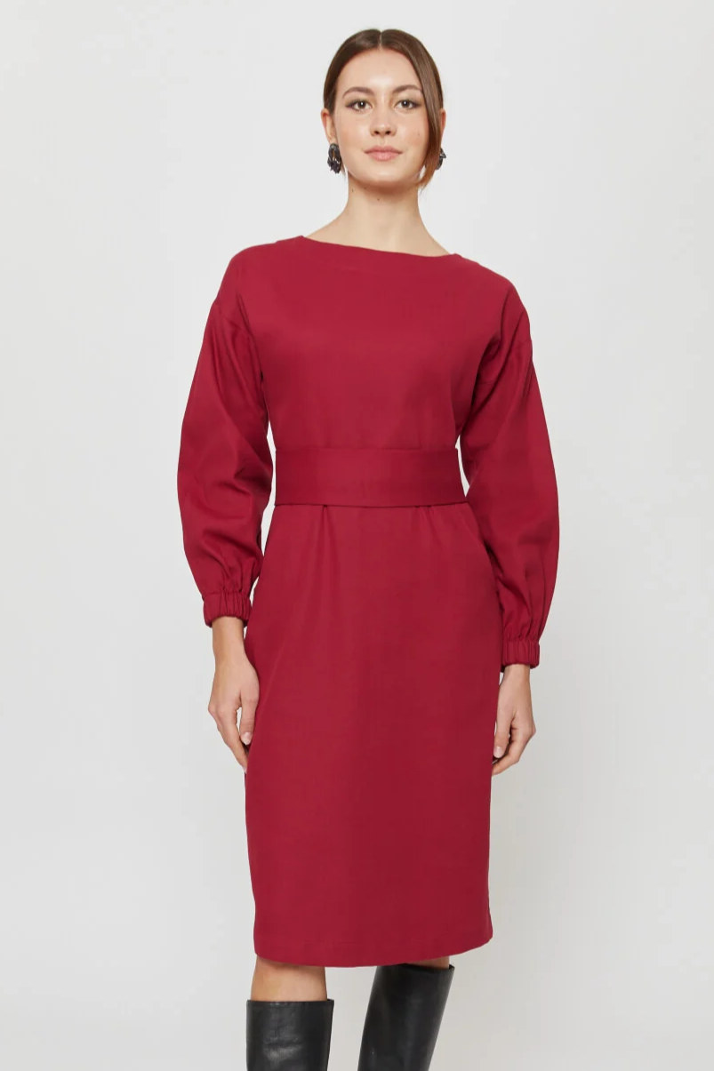 AYANI Damen vegan Kleid Stefanie Red Bordo