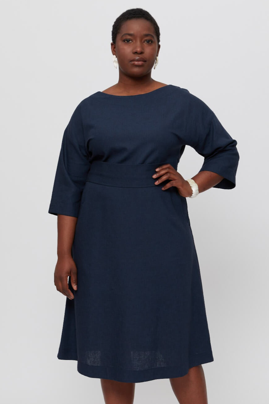 AYANI Damen vegan Kleid Mane Total Eclipse Navy