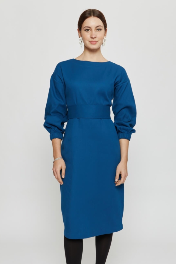 AYANI Damen vegan Kleid Stefanie Petrol Blau